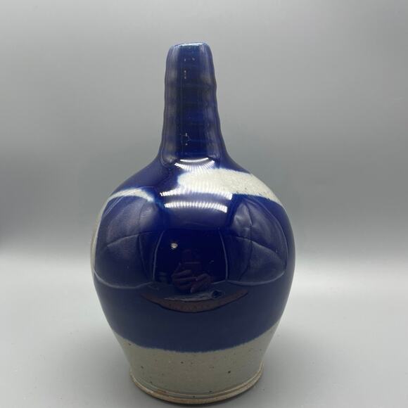 Studio pottery Bud Vase Blue Stoneware stamped signed - Picture 2 of 4